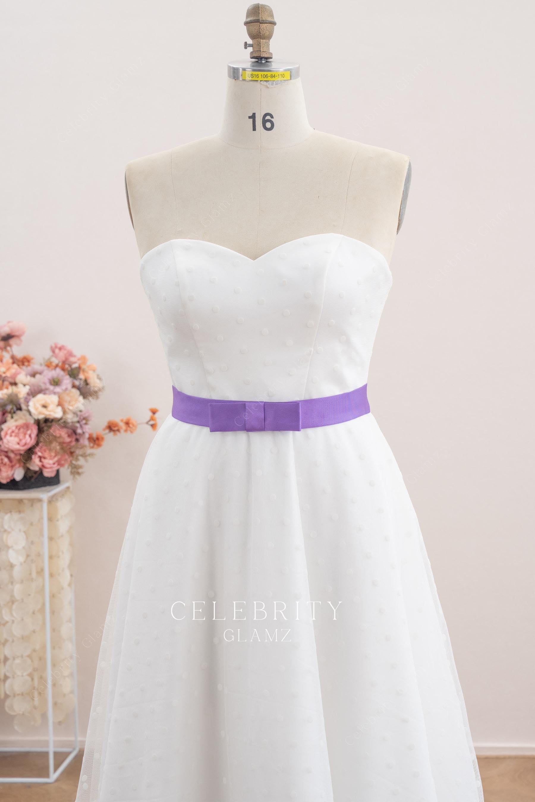 strapless a line white bridal dress