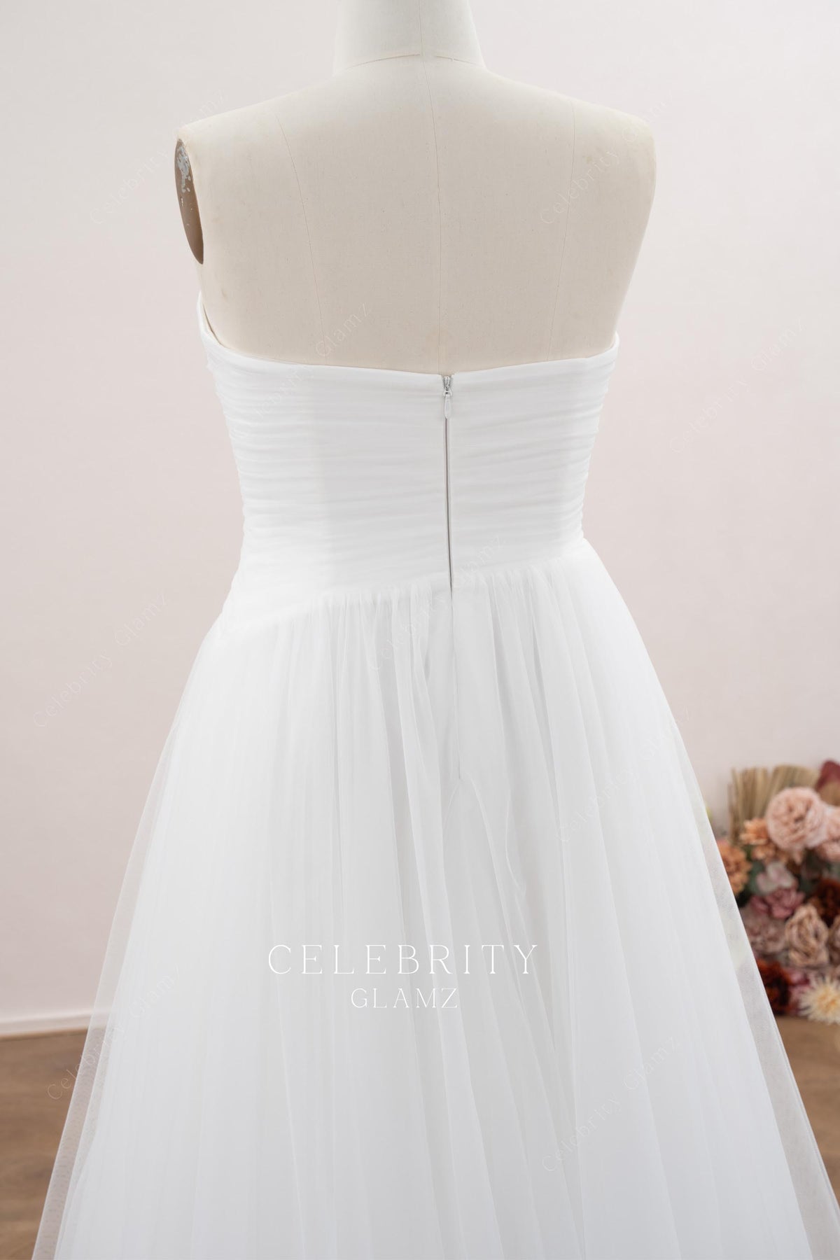 strapless backless wedding dress
