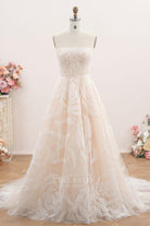 strapless lace a line bridal dress