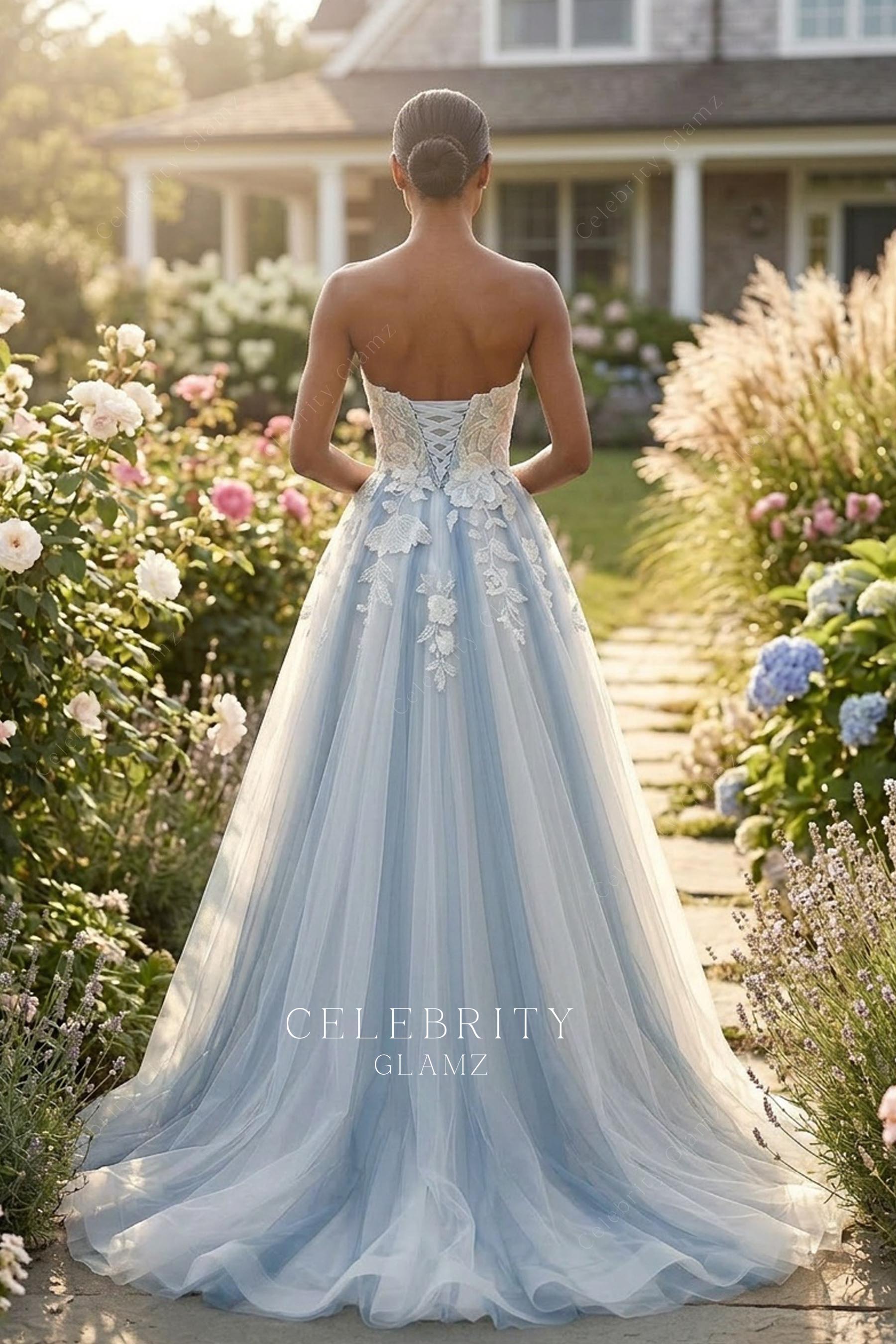 strapless lace up back a line bridal dress