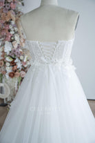 strapless lace up back wedding dress