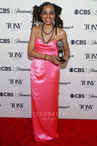 Suzan Lori parks shimmer cowl neck formal dress 76th tony awards