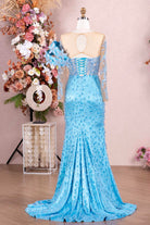 sweep train fit flare prom dress