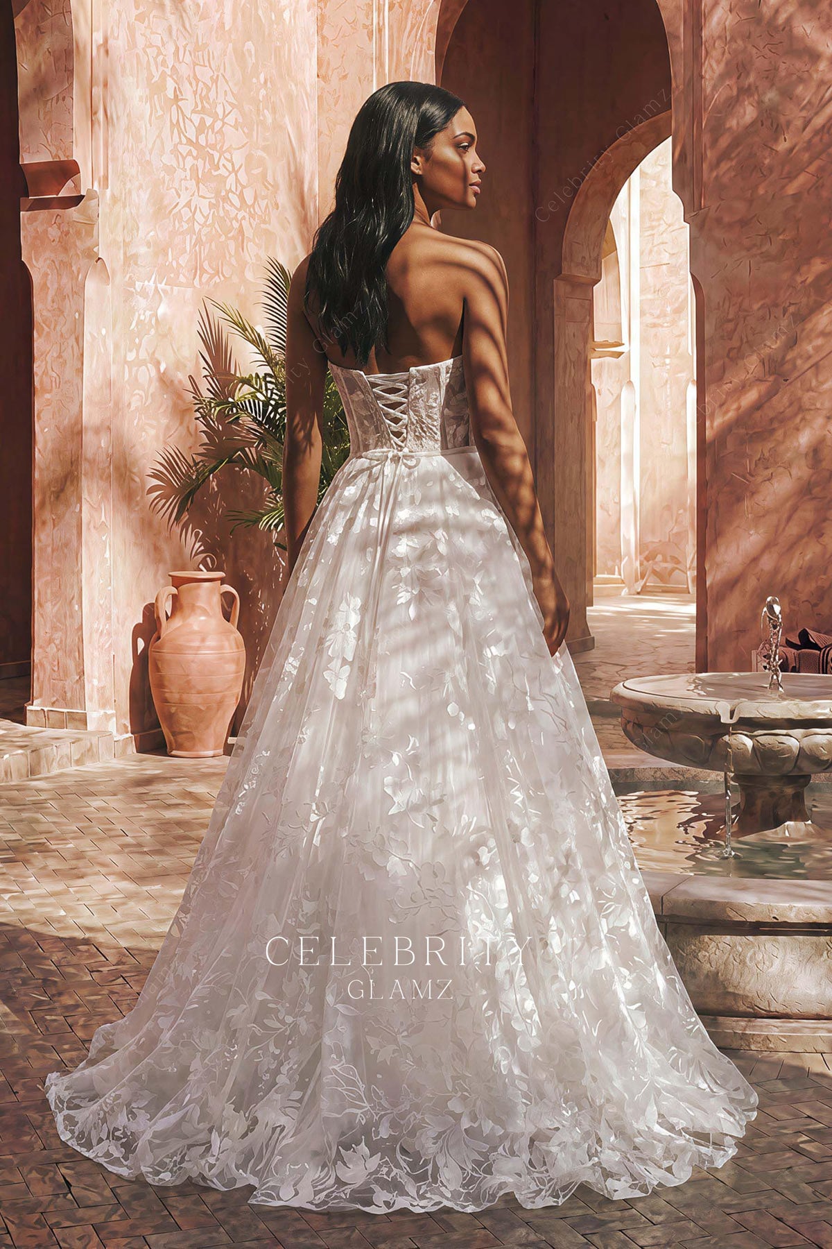 sweep train flower lace bridal dress