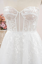 sweetheart neck sheer corset wedding dress