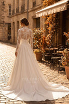 taffeta a line long train wedding dress