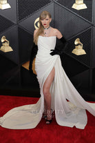 Taylor Swift white prom dress Grammys red carpet 2024