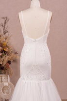 thin straps backless wedding dress