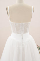 thin straps illusion open back wedding dress