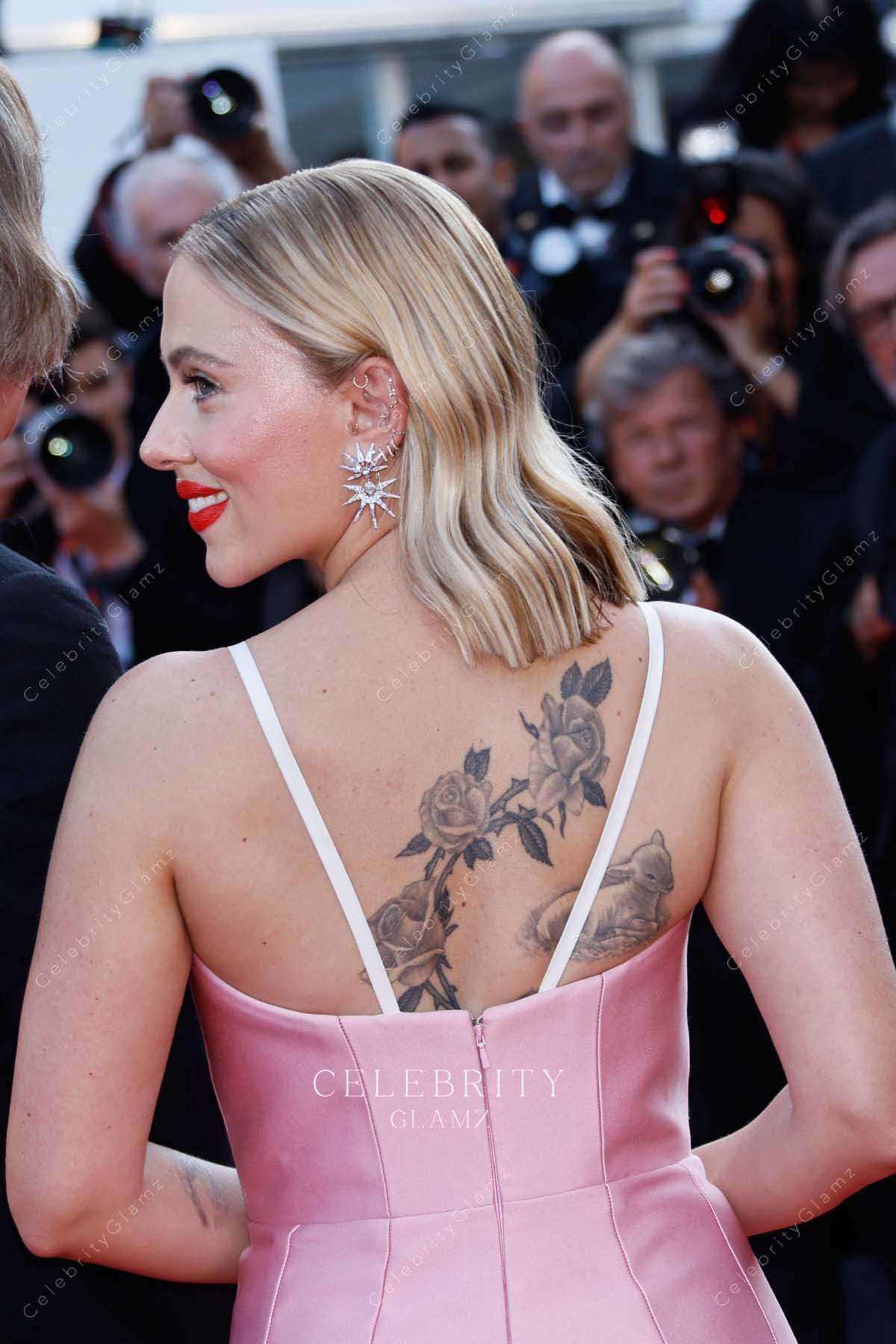 thin straps prom dress 2023 Cannes film festival Scarlett Johansson 