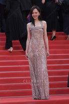 Tiffany Tang dusty rose sequin formal dress Cannes film festival 2024