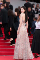 Tiffany Tang sparkly open back formal dress Cannes film festival 2024