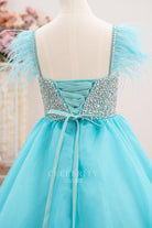 turquoise lace up back pageant gown