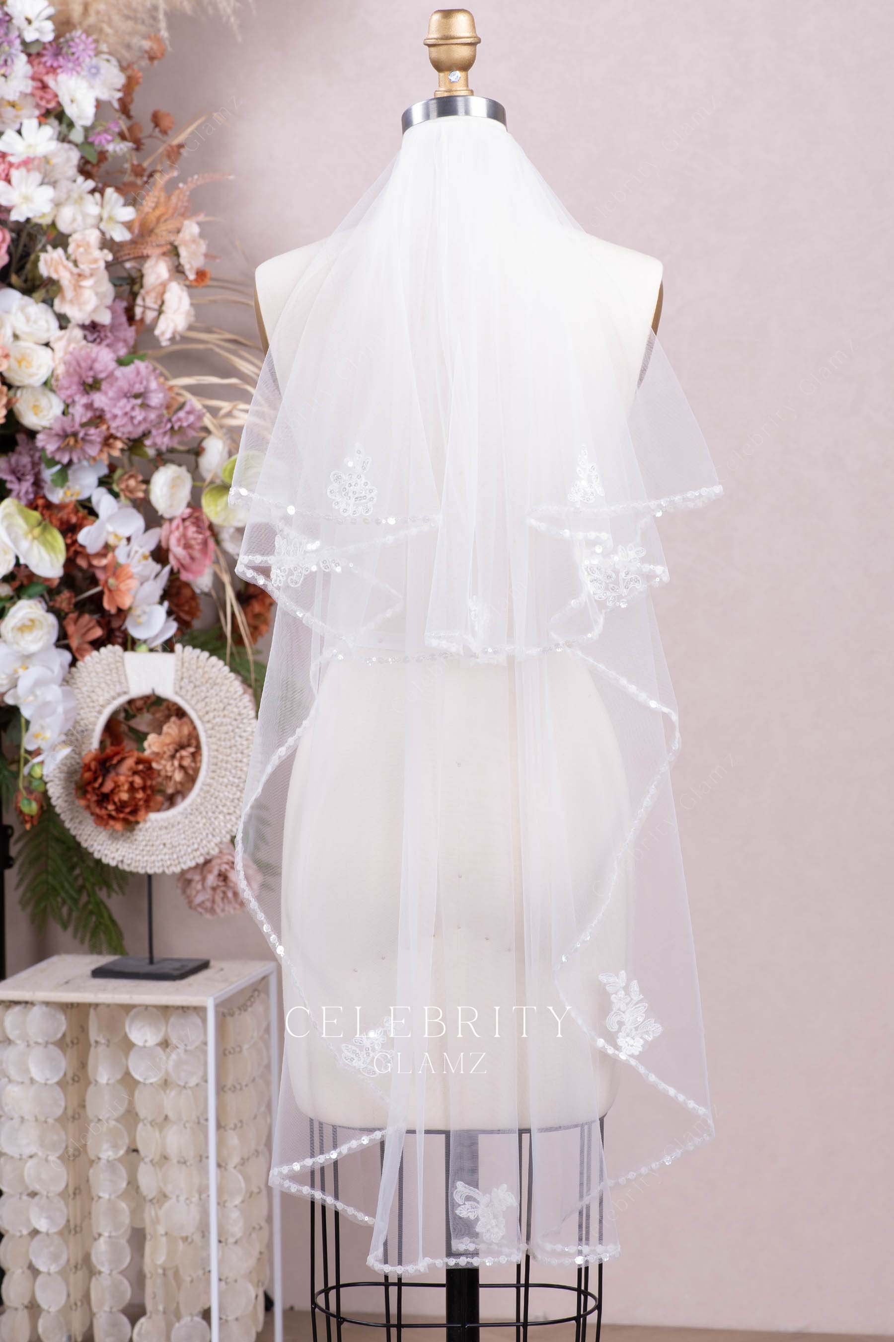 two tier bridal veil