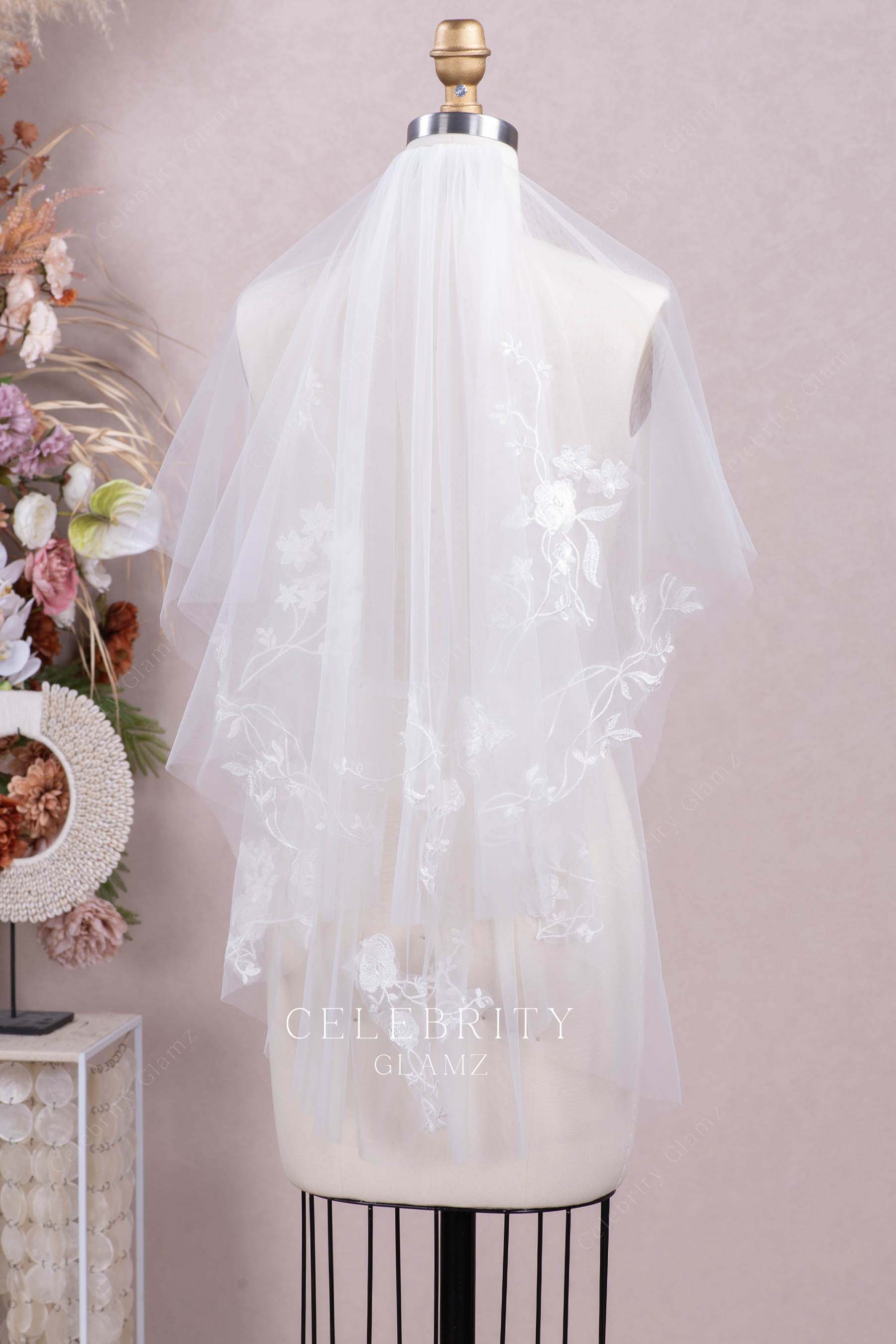 two tier tulle bridal veil