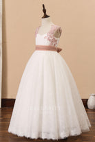 two tone a line flower girl dress
