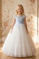 two tone a line flower girl dress