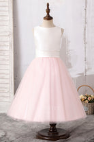 two tone a line tulle flower girl dress