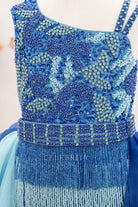 two-tone beaded asymmetrical pageant dress