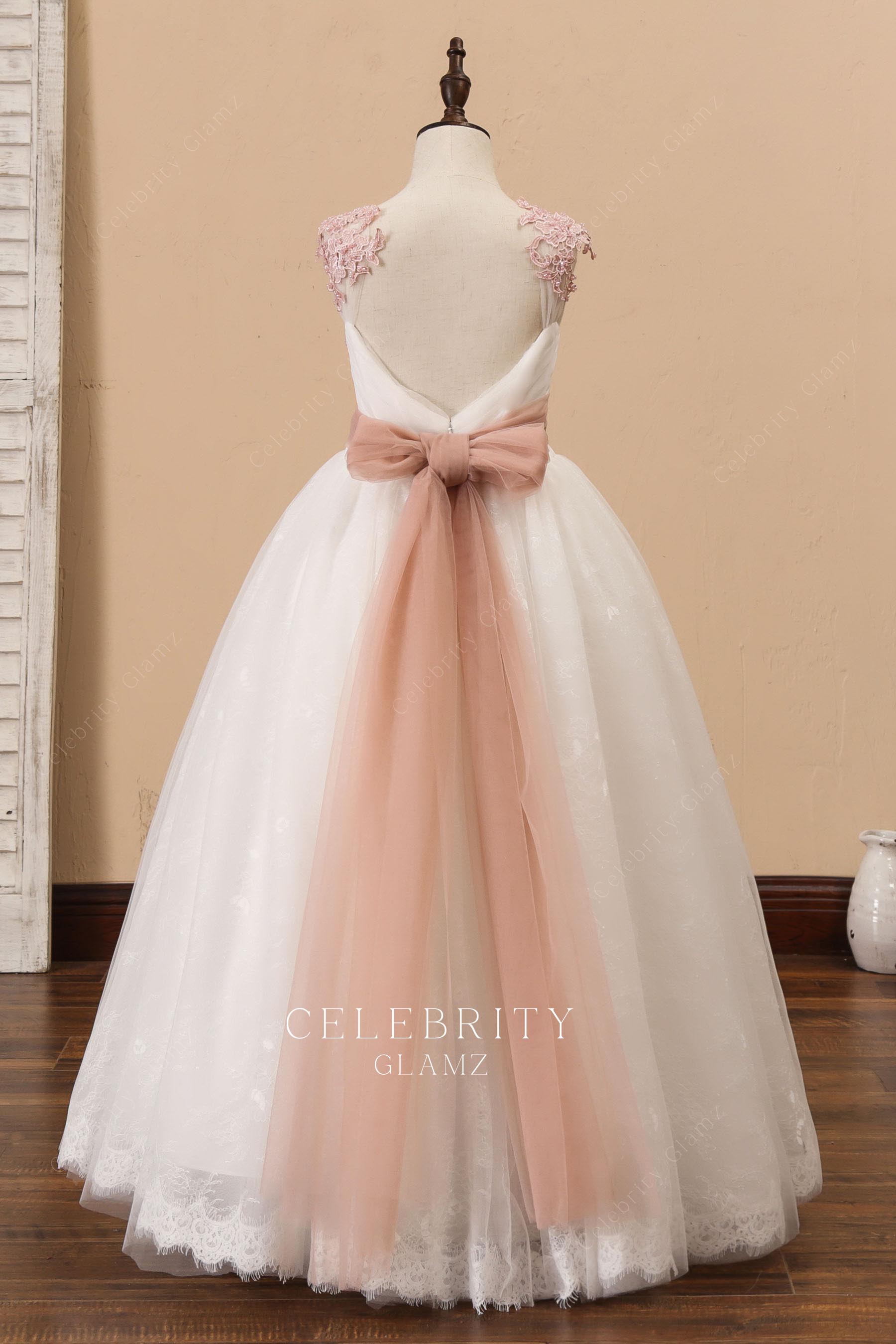 two tone bowknot flower girl dress