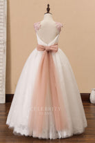 two tone bowknot flower girl dress