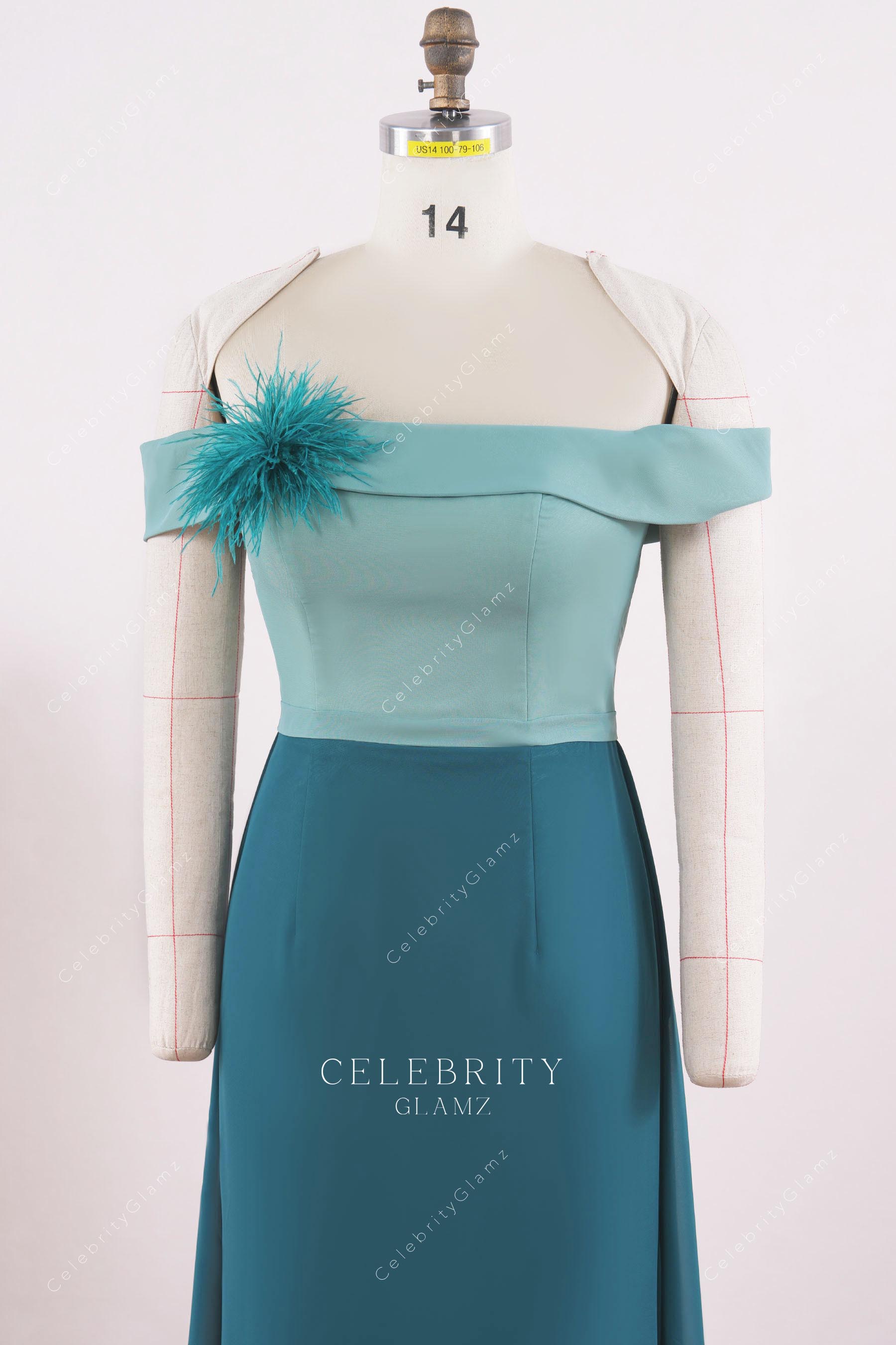 two tone drop sleeve mother of bride dress