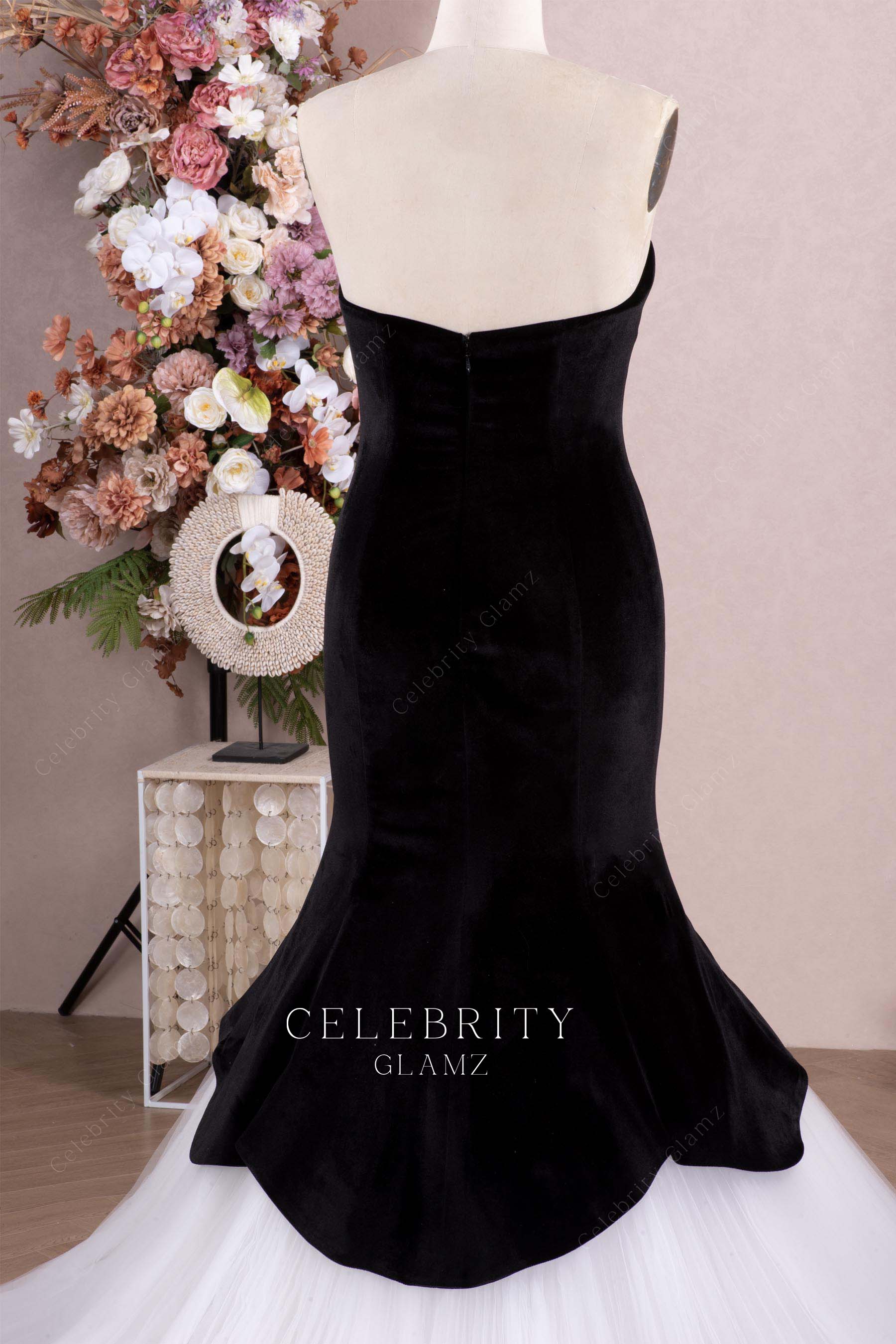 two tone open back formal dress