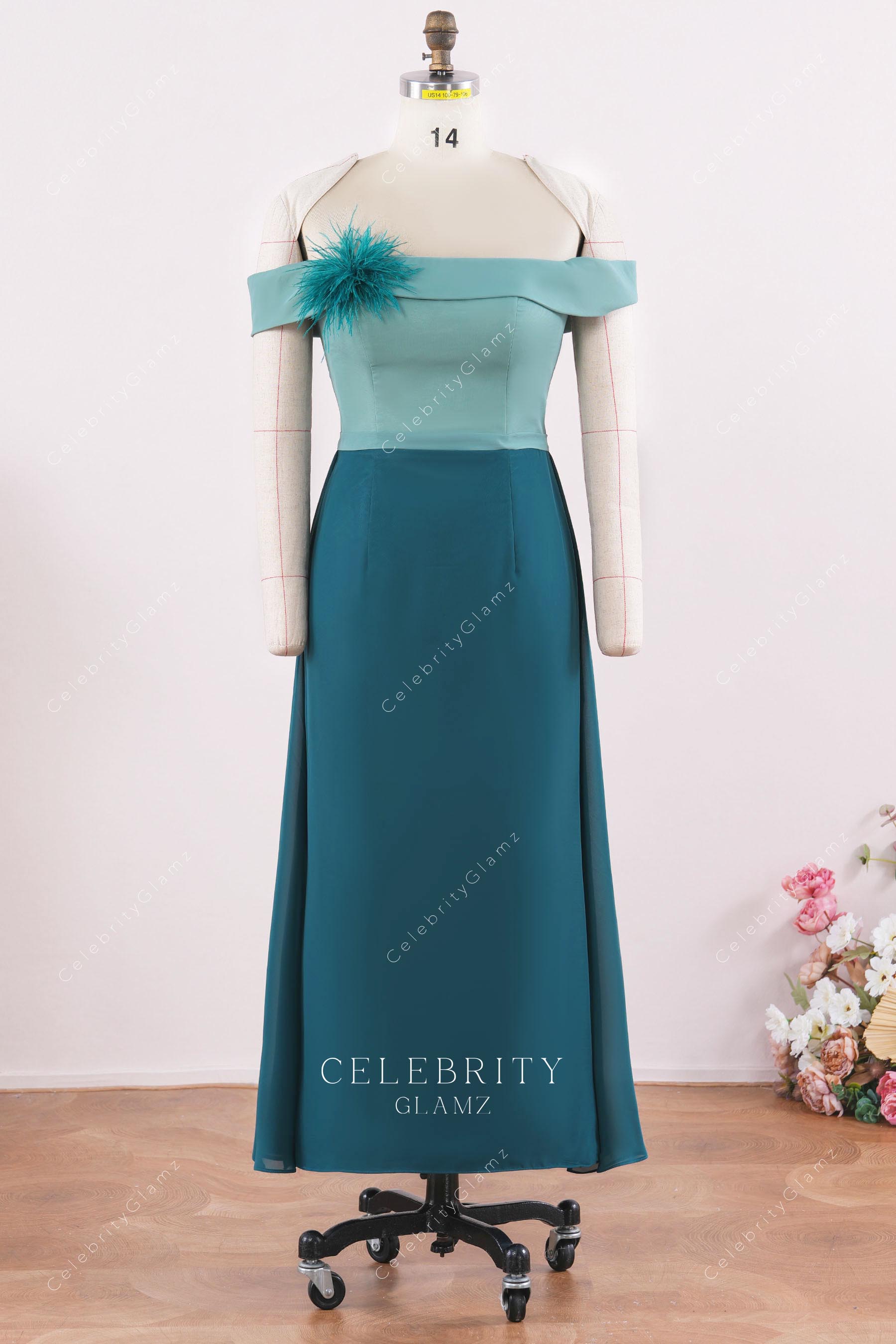 two tone pencil mother of bride dress