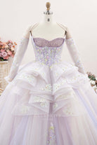 two tone ruffled tulle Quinceanera gown