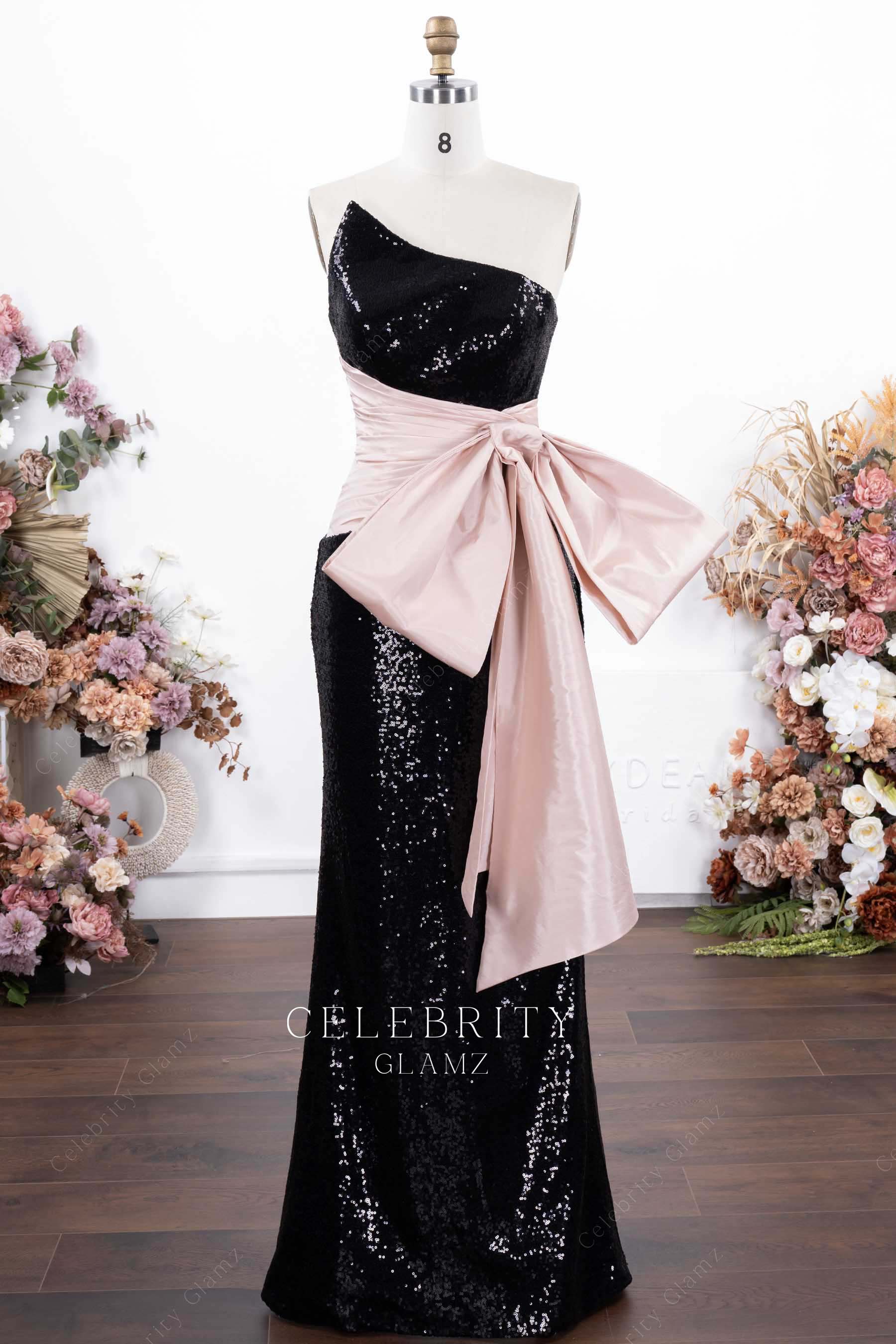 two tone sequined formal dress