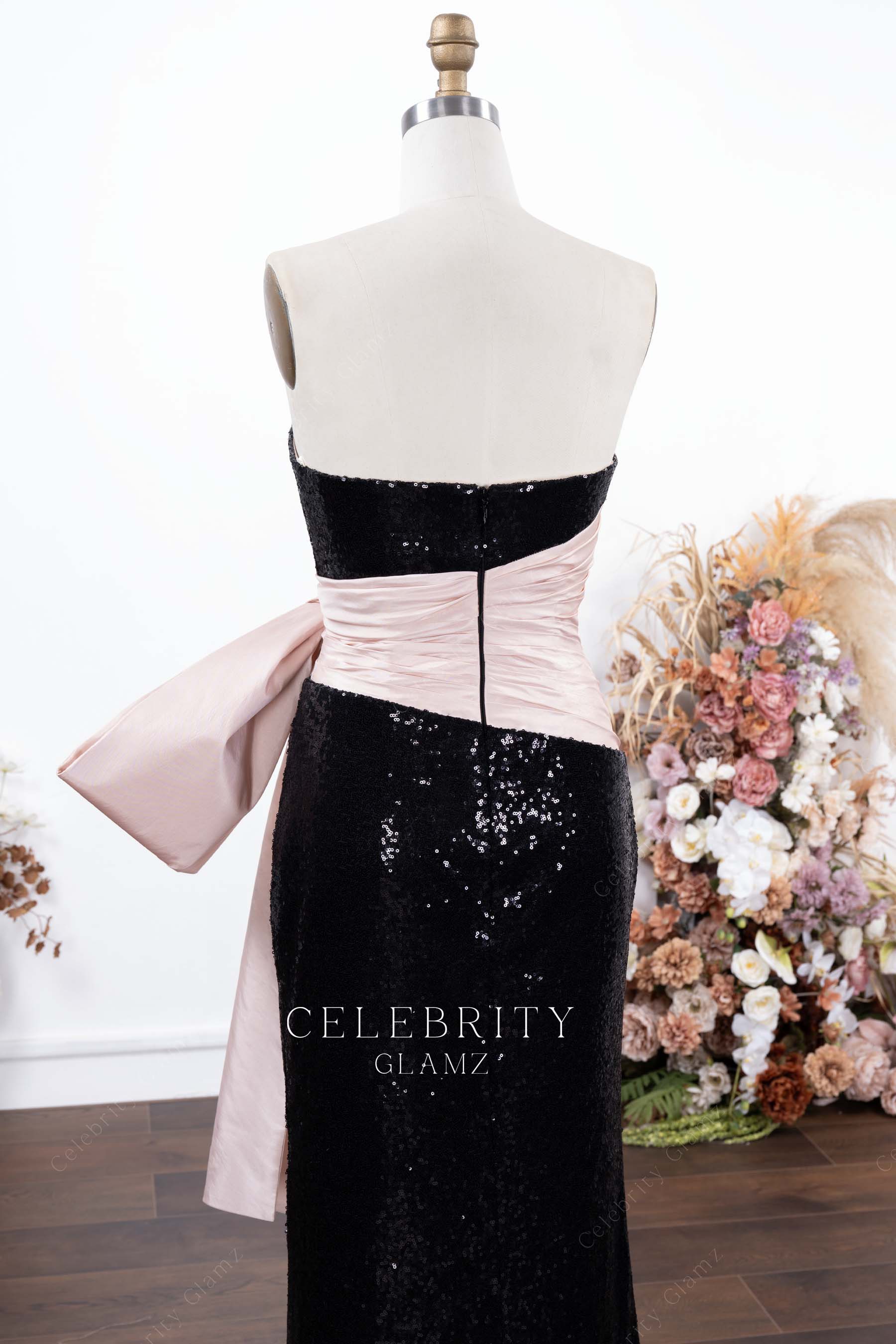two tone stapless formal dress