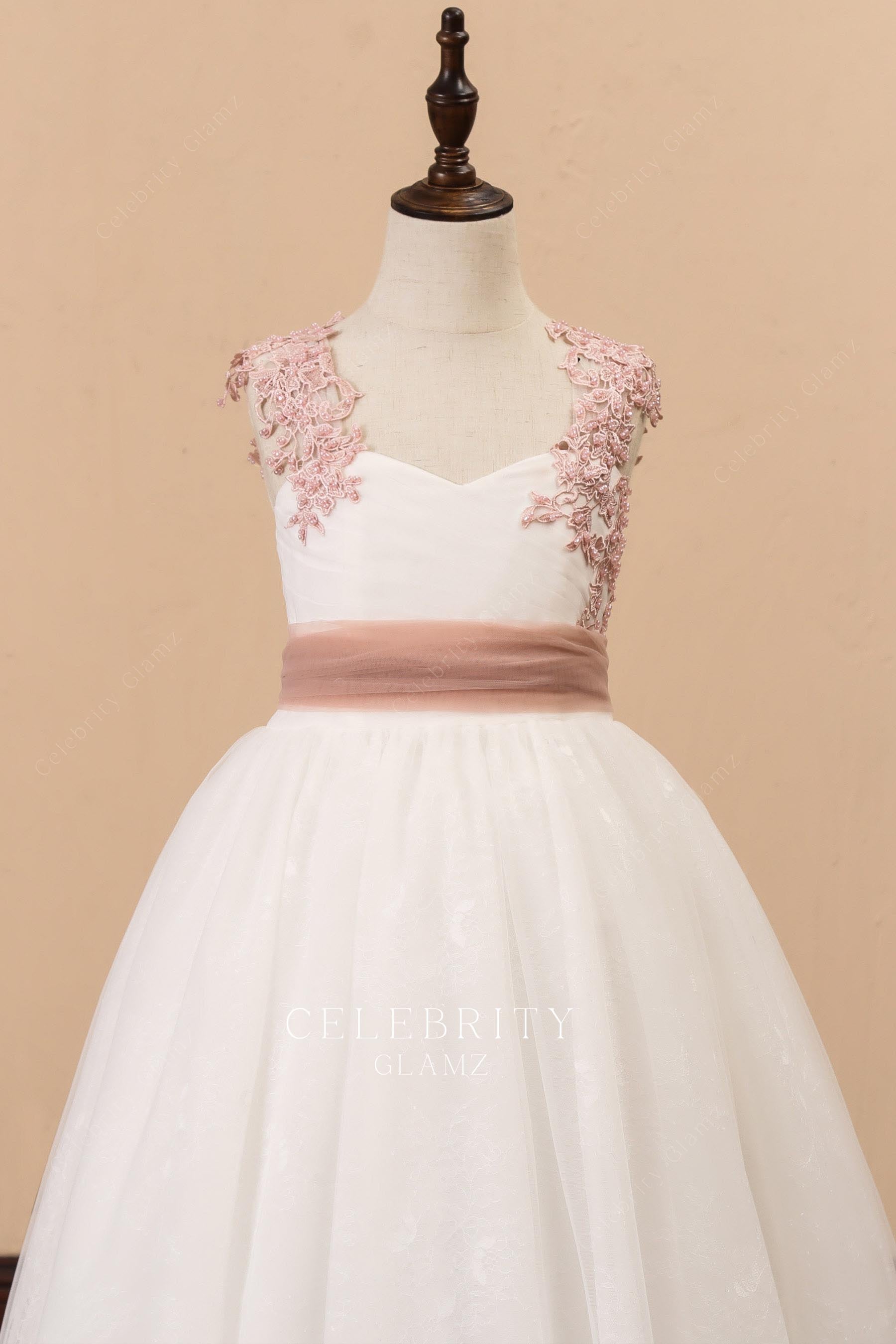 two-tone sweetheart neck flower girl dress