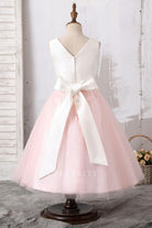 two tone v back flower girl dress