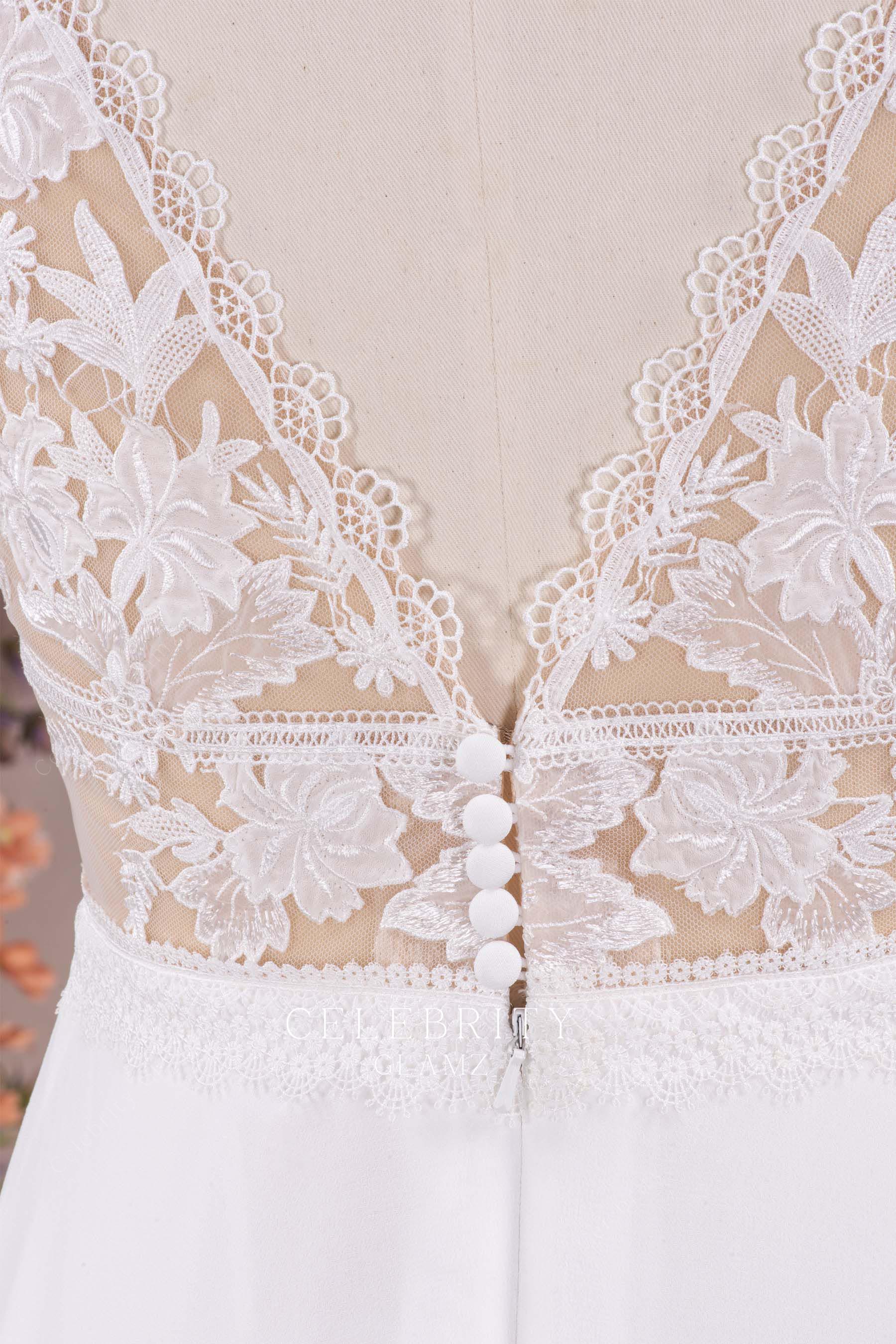 v back buttoned wedding dress