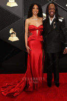 Verdine White red mermaid prom dress Grammys red carpet 2024