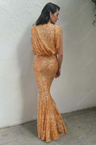 Vic Carmen Sonne trumpet 2025 Oscars red carpet formal dress