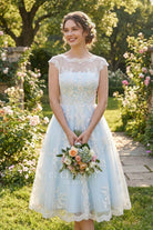 vintage cap sleeves casual wedding dress