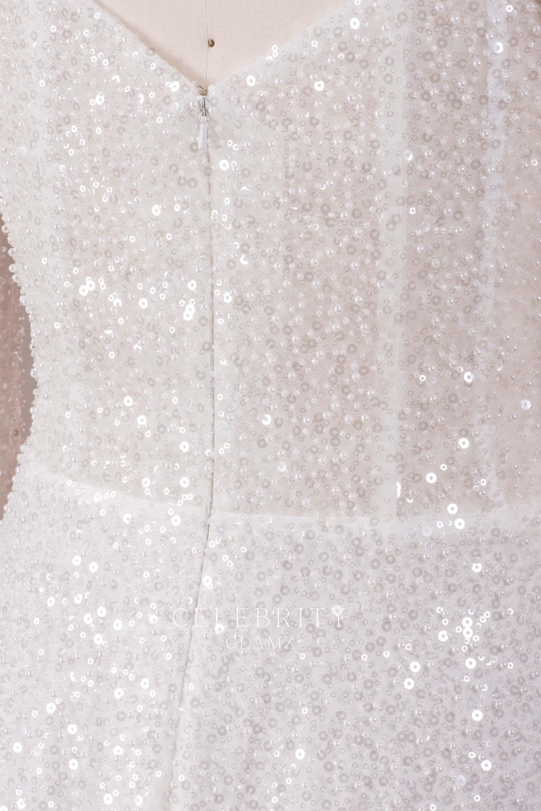 visible boning beaded wedding dress