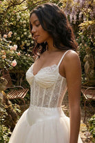 visible boning corset bridal dress