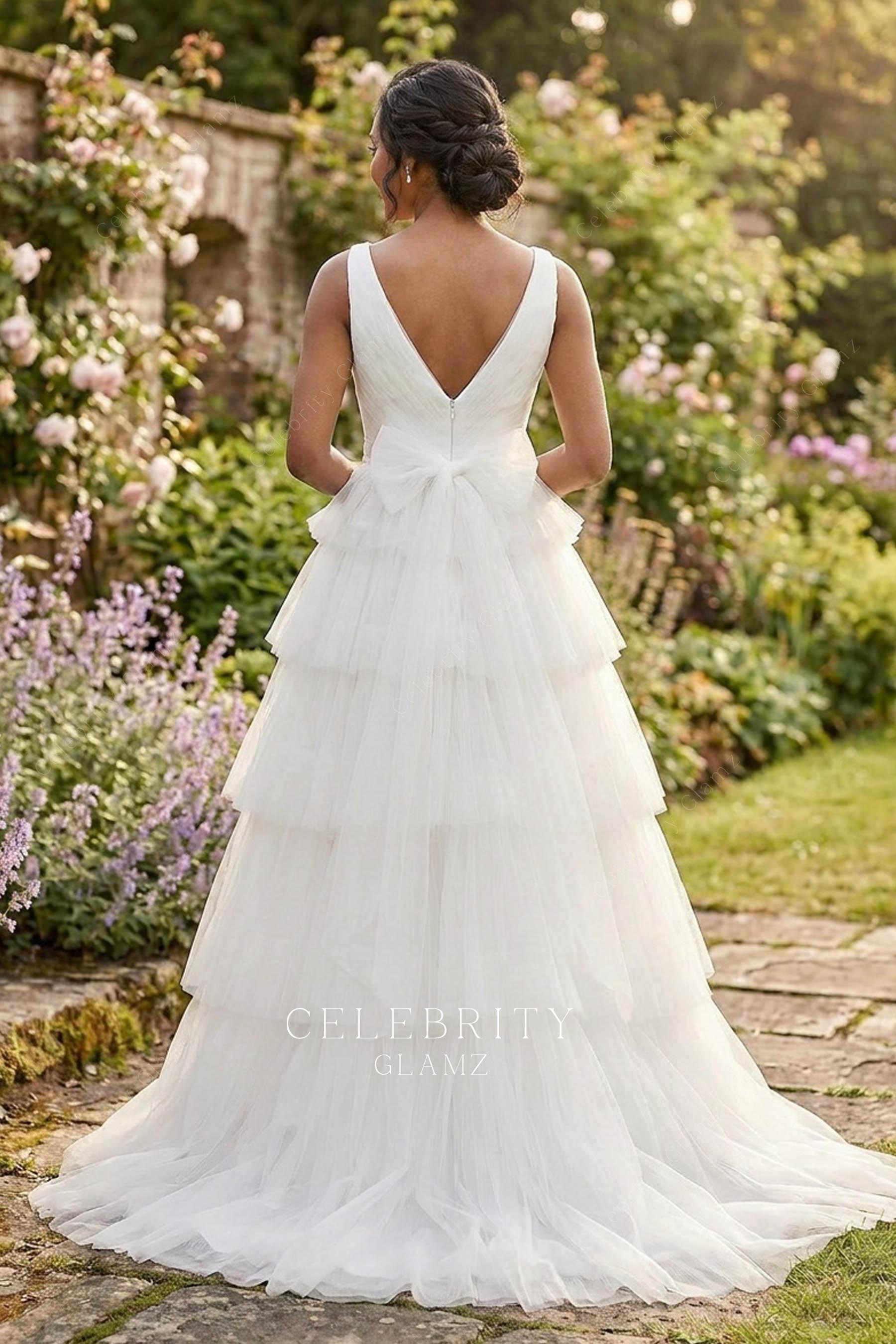 white a line court train wedding dress