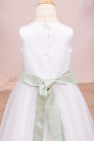 white a line tulle flower girl dress
