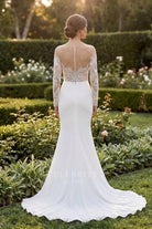 white chiffon mermaid long wedding dress