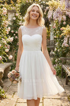 white chiffon short wedding dress