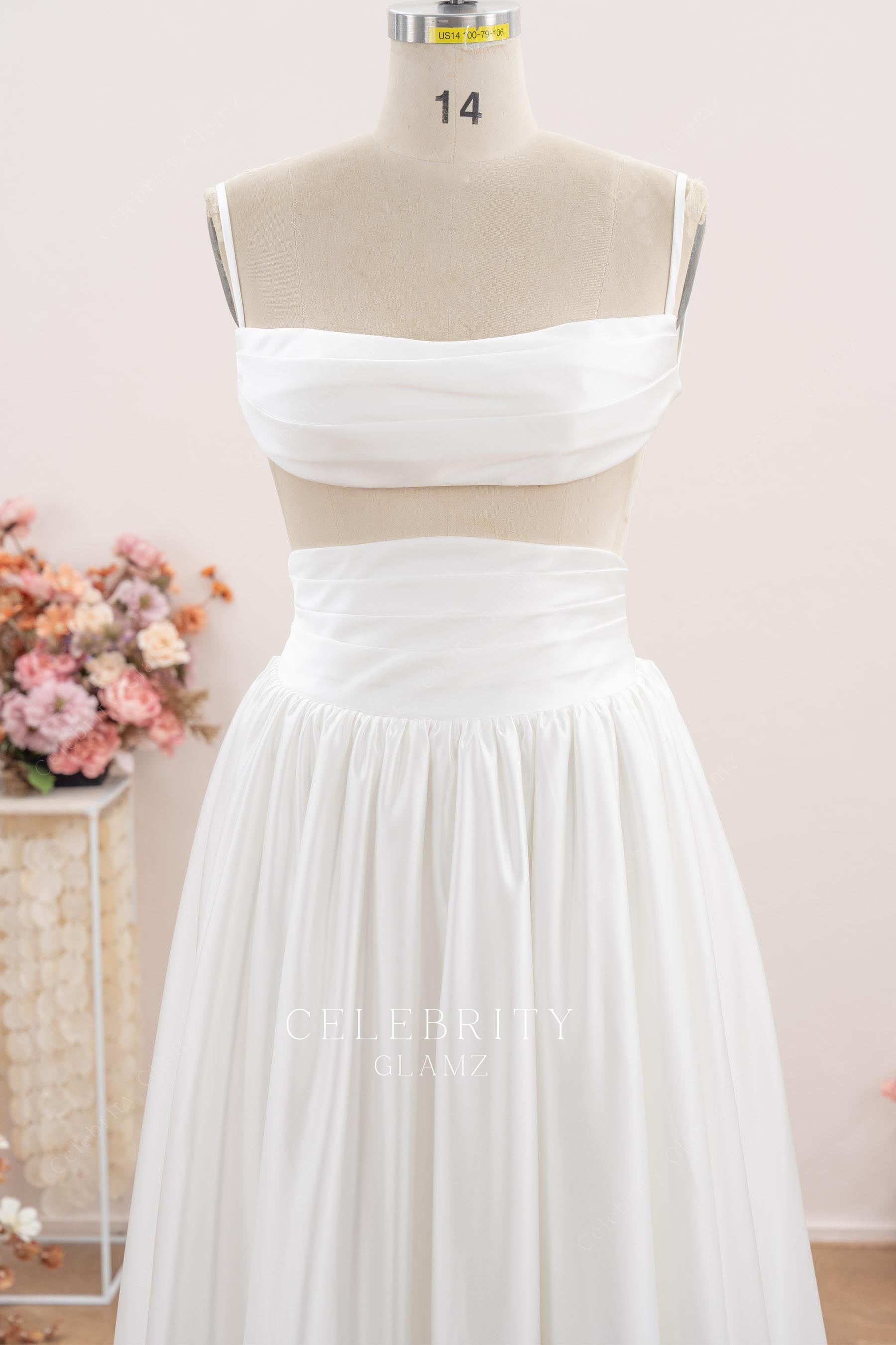 white crop top wedding dress
