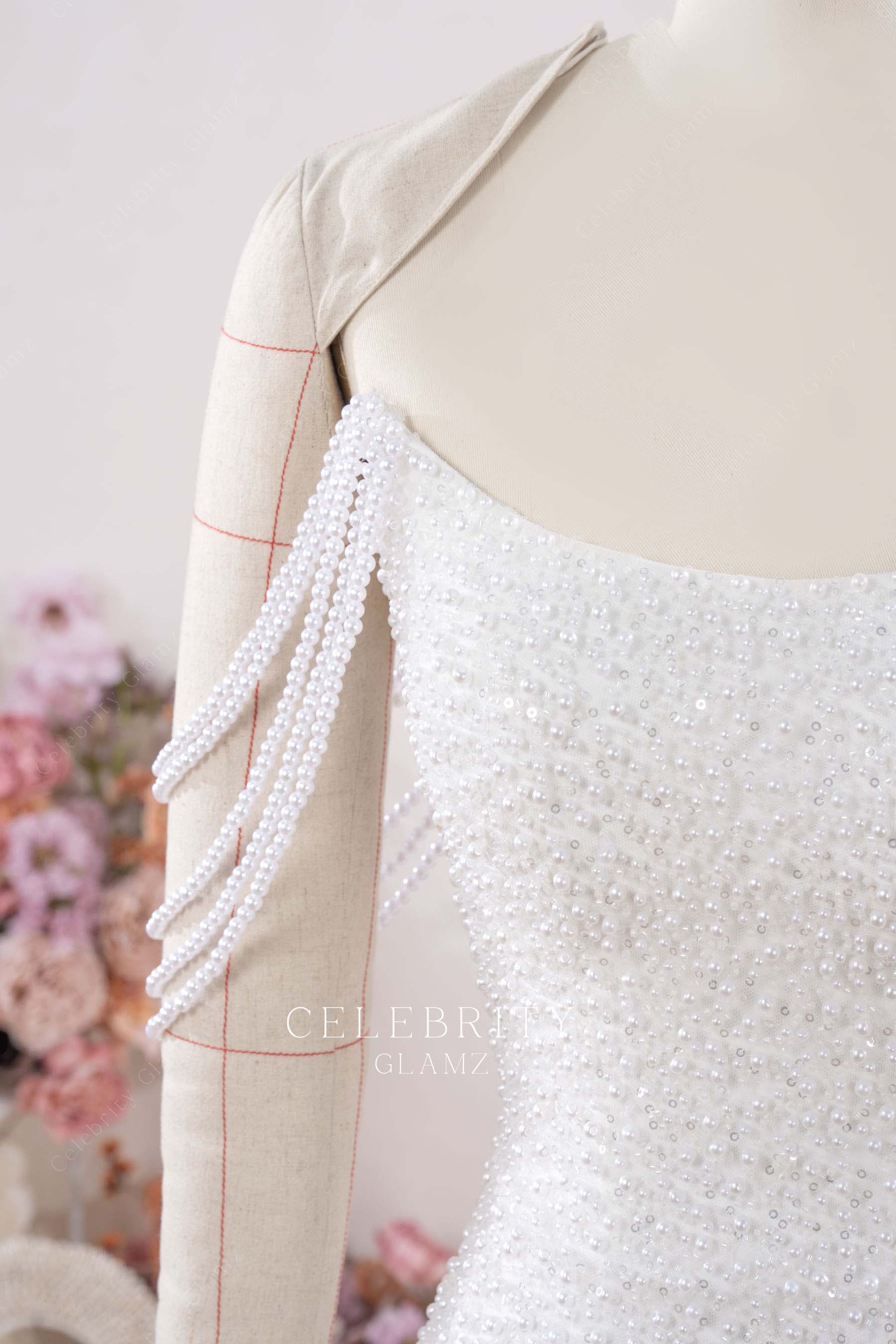 white glitter scoop homecoming dress