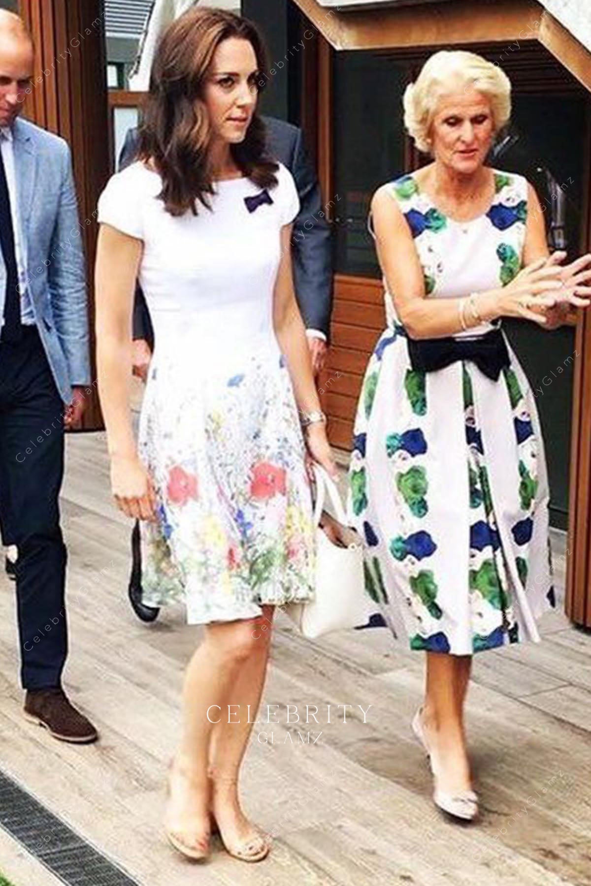 white Kate Middleton 2017 a line Wimbeldon men's final dress