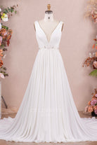 white lace boho aline bridal dress