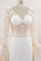 white lace fit flare bridal dress