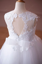 white lace keyhole back flower girl dress