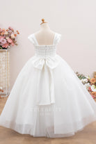 white large bowknot flower girl ballgown